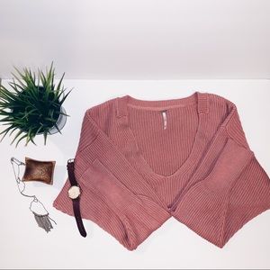 Free People Dusty Rose Ribbed Sweater